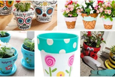 Painted clay pots, flower pots, DIY