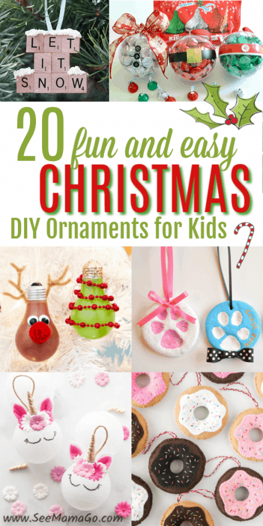 DIY Christmas Ornaments for Kids, Easy, funi ideas to create Christmas decorations that anyone can do. 