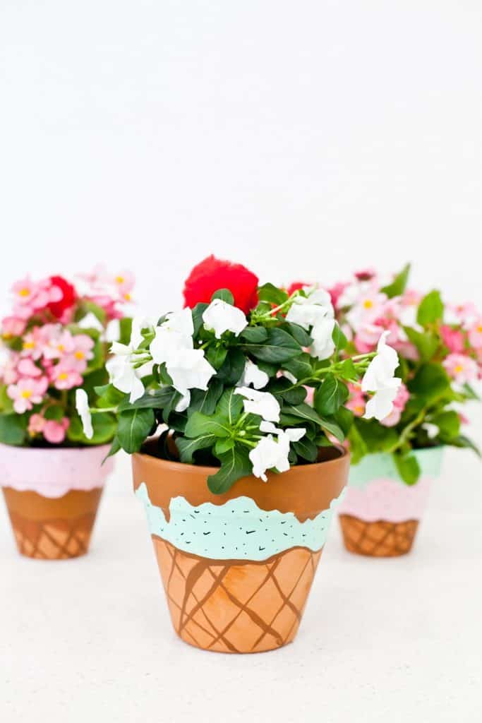 ice cream, painted pots