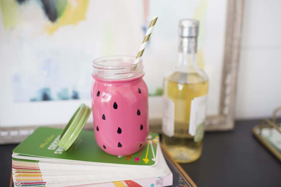 DIY watermelon mason jar