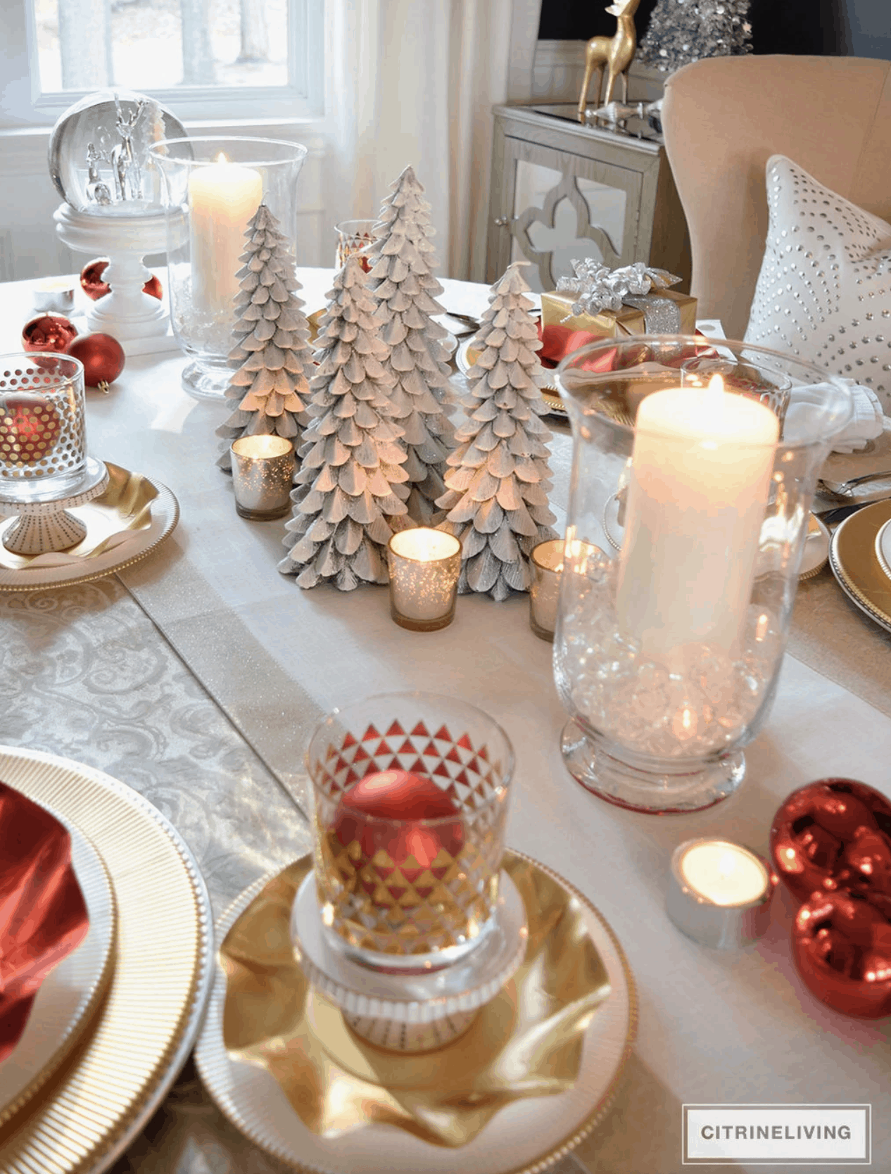 Gold Tree Holiday Table Decor