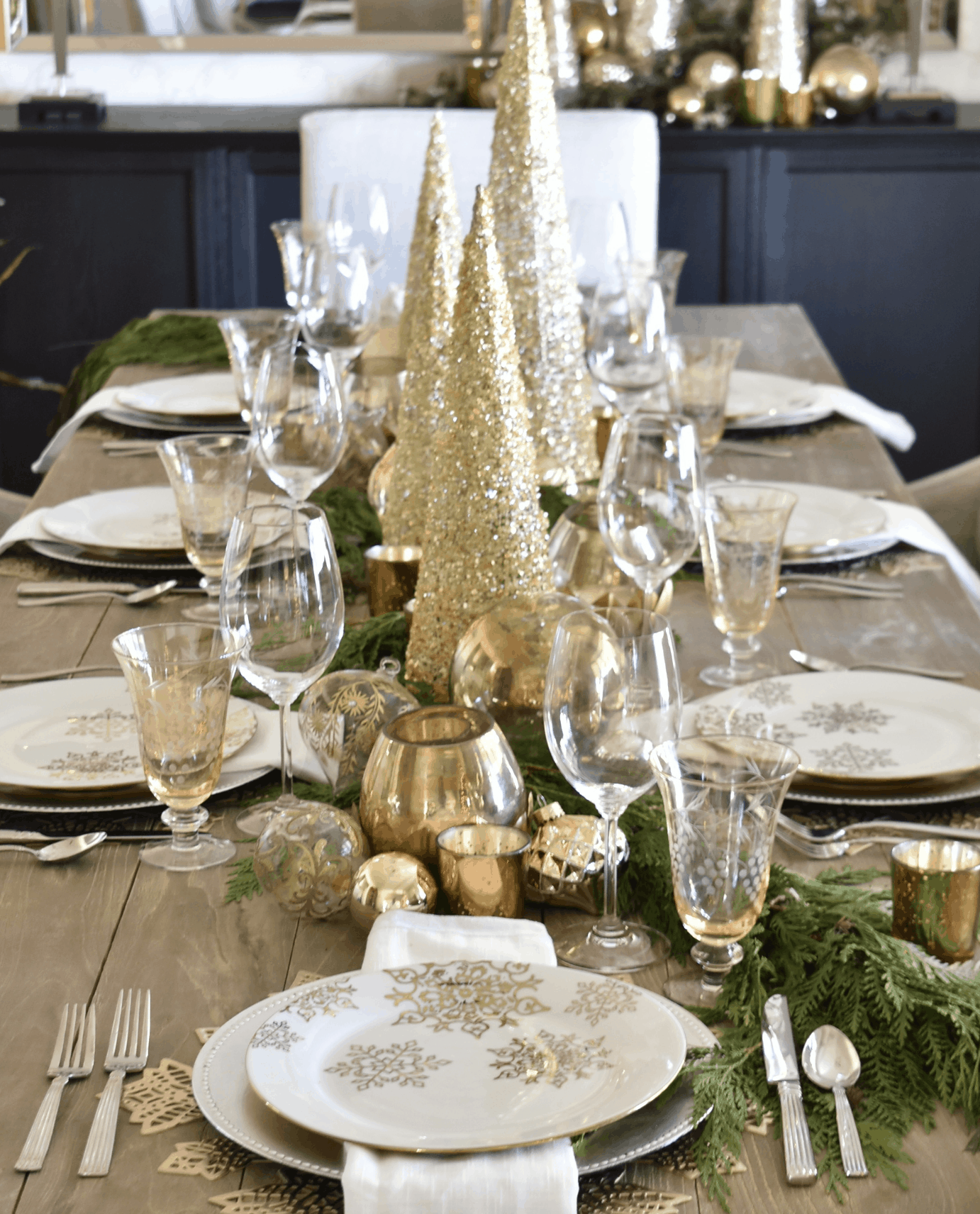 Gold Tree Holiday Table Decor