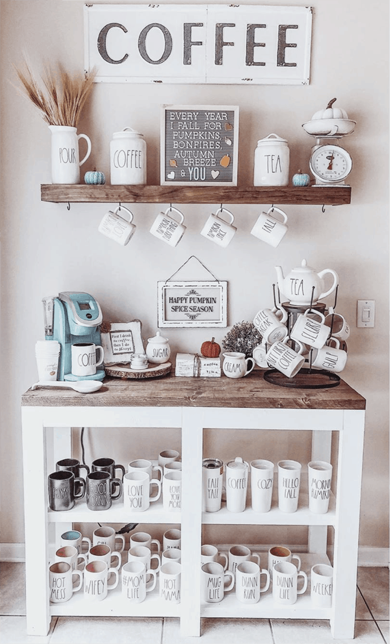 full of mugs DIY Coffee station