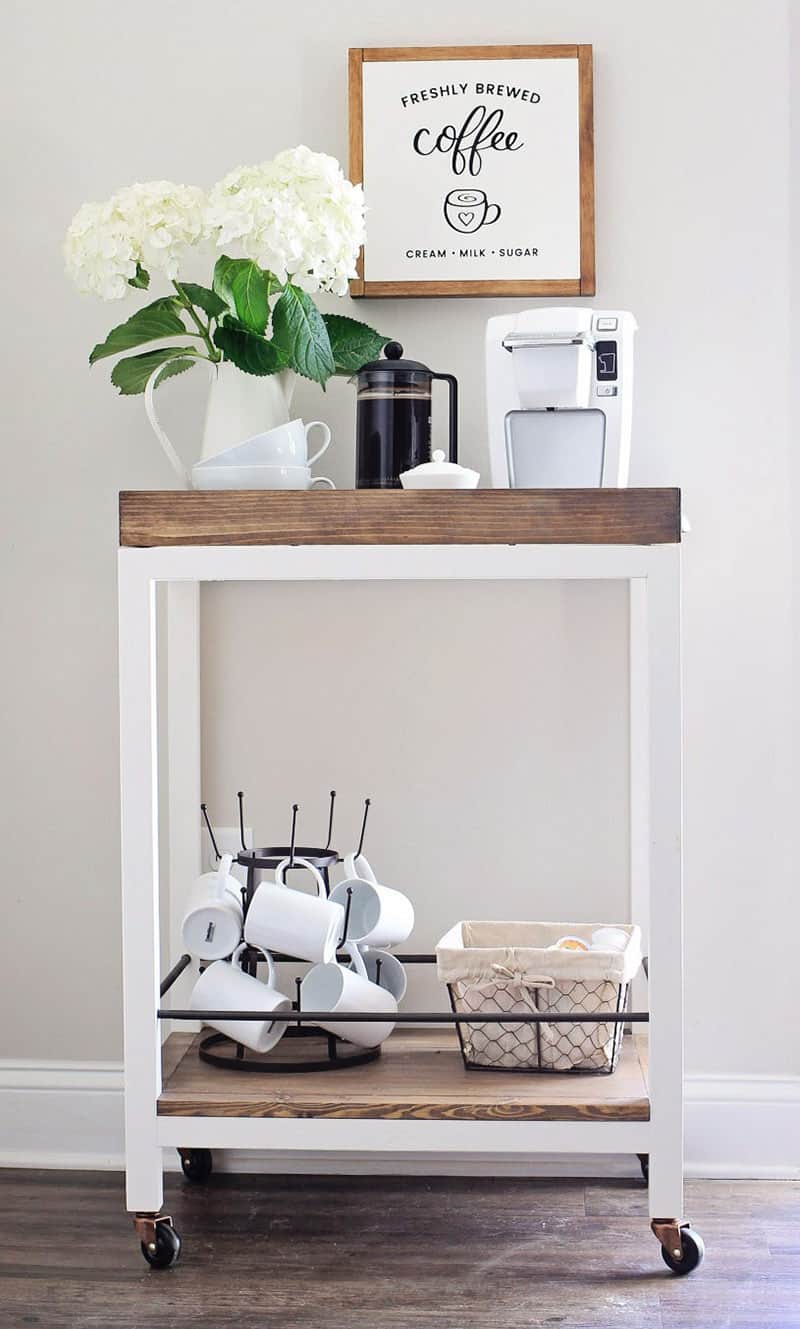 small bar cart coffee station