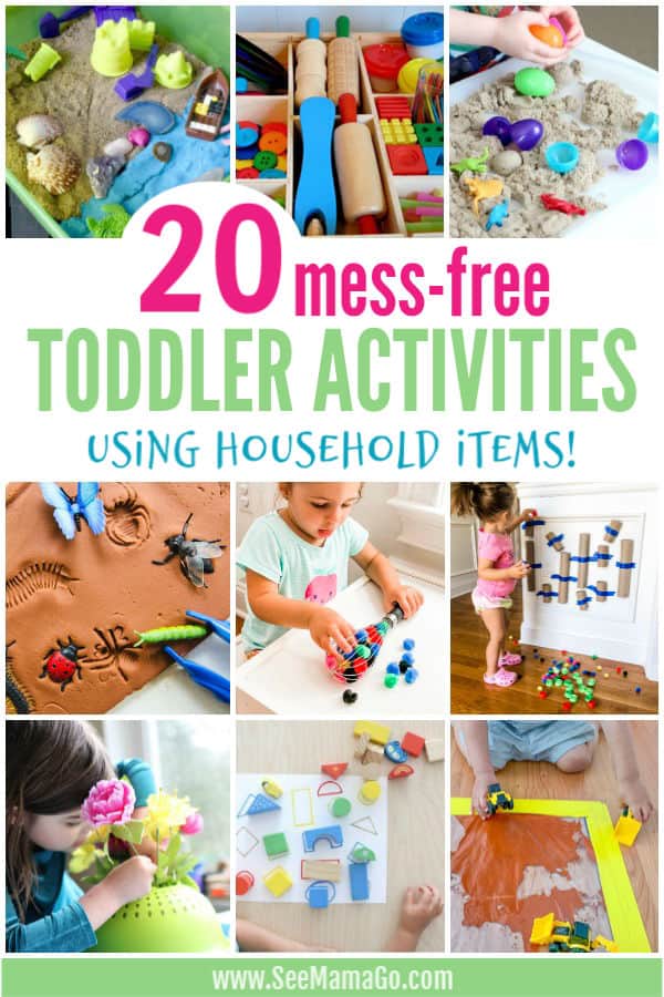 20 Mess-Free Toddler Activities using household items